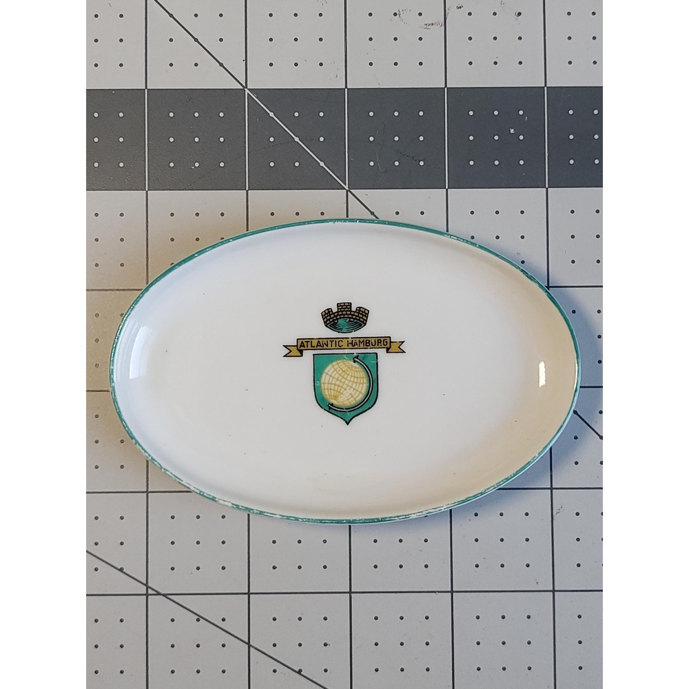 Vintage Hutschenreuther Gelb Porcelain Ashtray Soap Dish Atlantic Hotel Hamburg